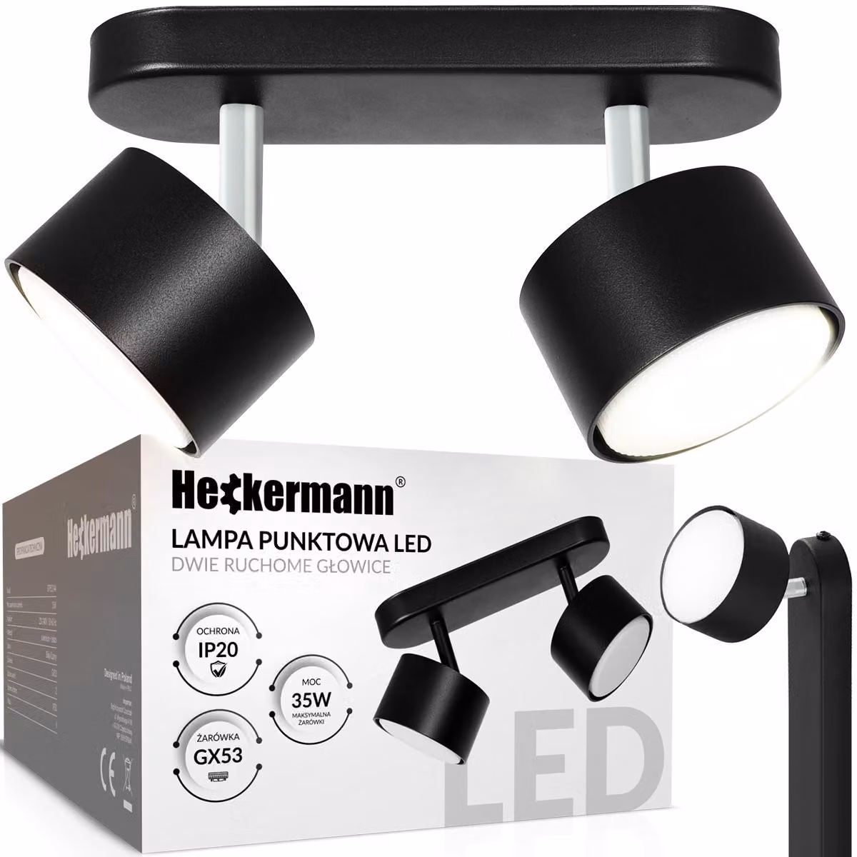 Faretto LED Heckermann 8795314A Nero 2x testa