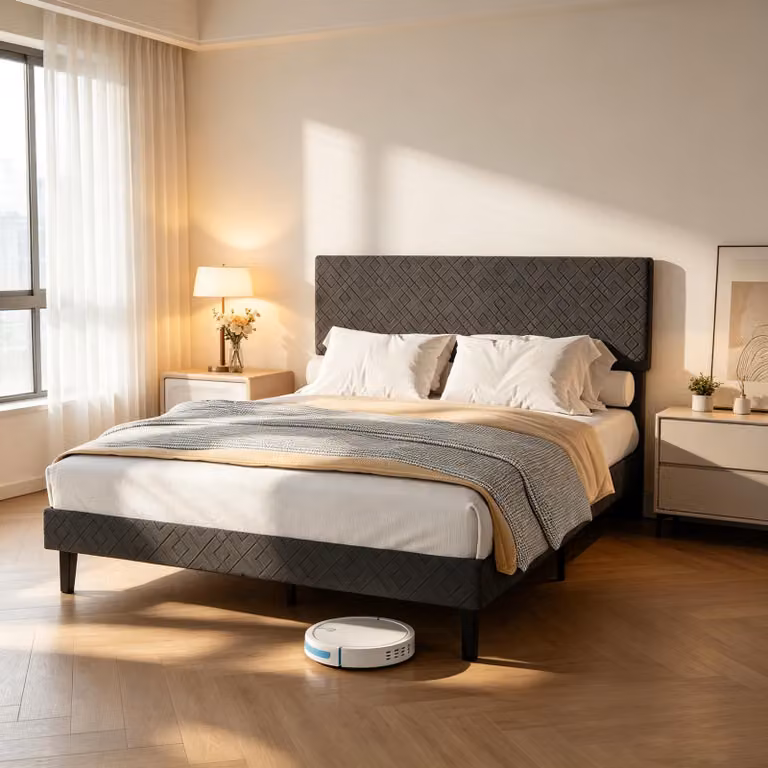 Letto imbottito INONEFT, 140x200 cm, con rete a doghe e struttura in metallo robusta. Elegante struttura del letto con testiera imbottita, adatto come letto matrimoniale o letto per ragazzi, disponibile in lino, colore grigio