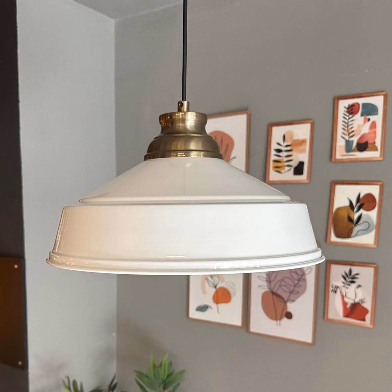 Lampada a sospensione Asletl Ø35 cm, lampada a sospensione industriale in metallo bianco-bianco