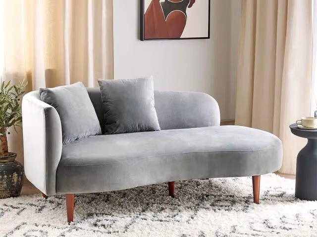 Chaise Lounge BELIANI in velluto grigio con design moderno e lato sinistro L/P/H: 168 x 74 x 75 cm – 1