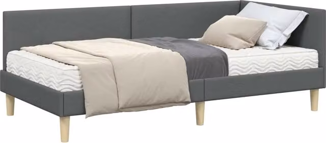 Letto singolo | Letto per adulti | Struttura Letto Angolare con Materasso 2 pcs Grigio Tessuto