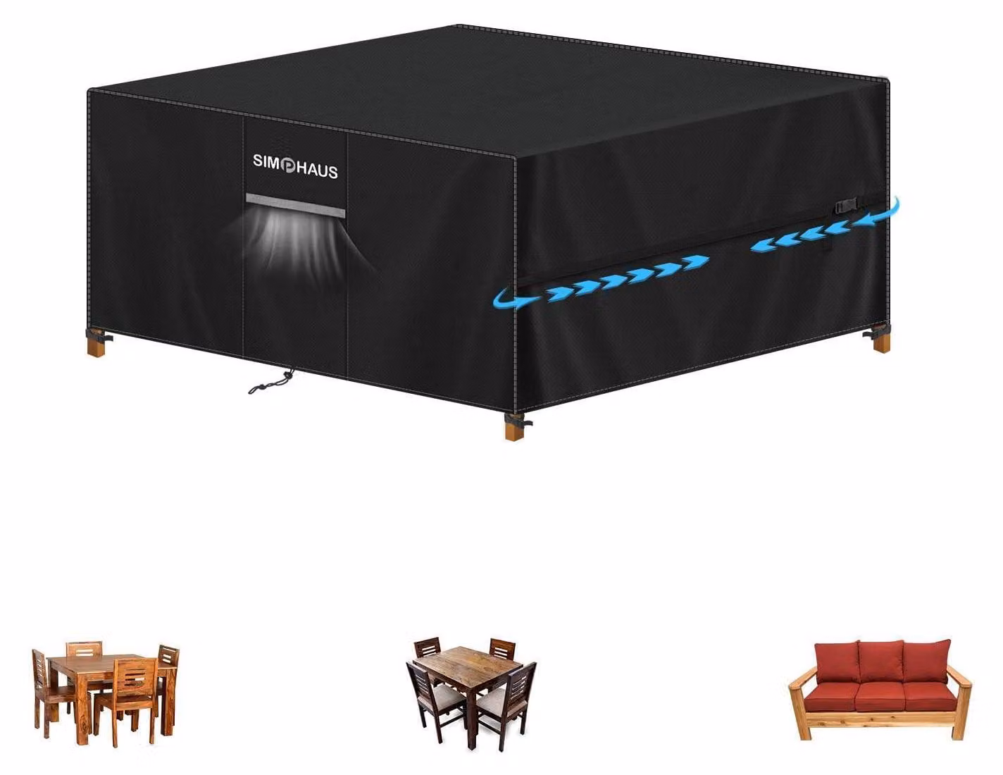 Copertura protettiva per mobili da giardino, dimensioni 130x120x80 cm, tessuto Oxford 420D, impermeabile, protezione UV, colore nero