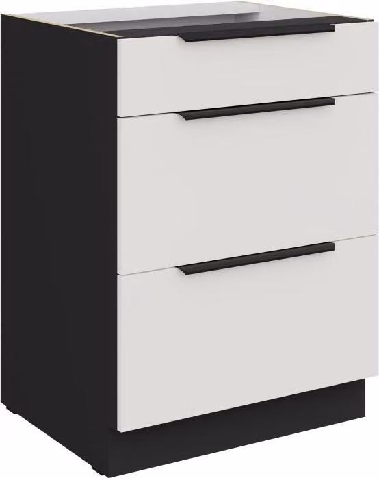 Cassettiera LUNARA - larghezza 60 cm, bianco / nero