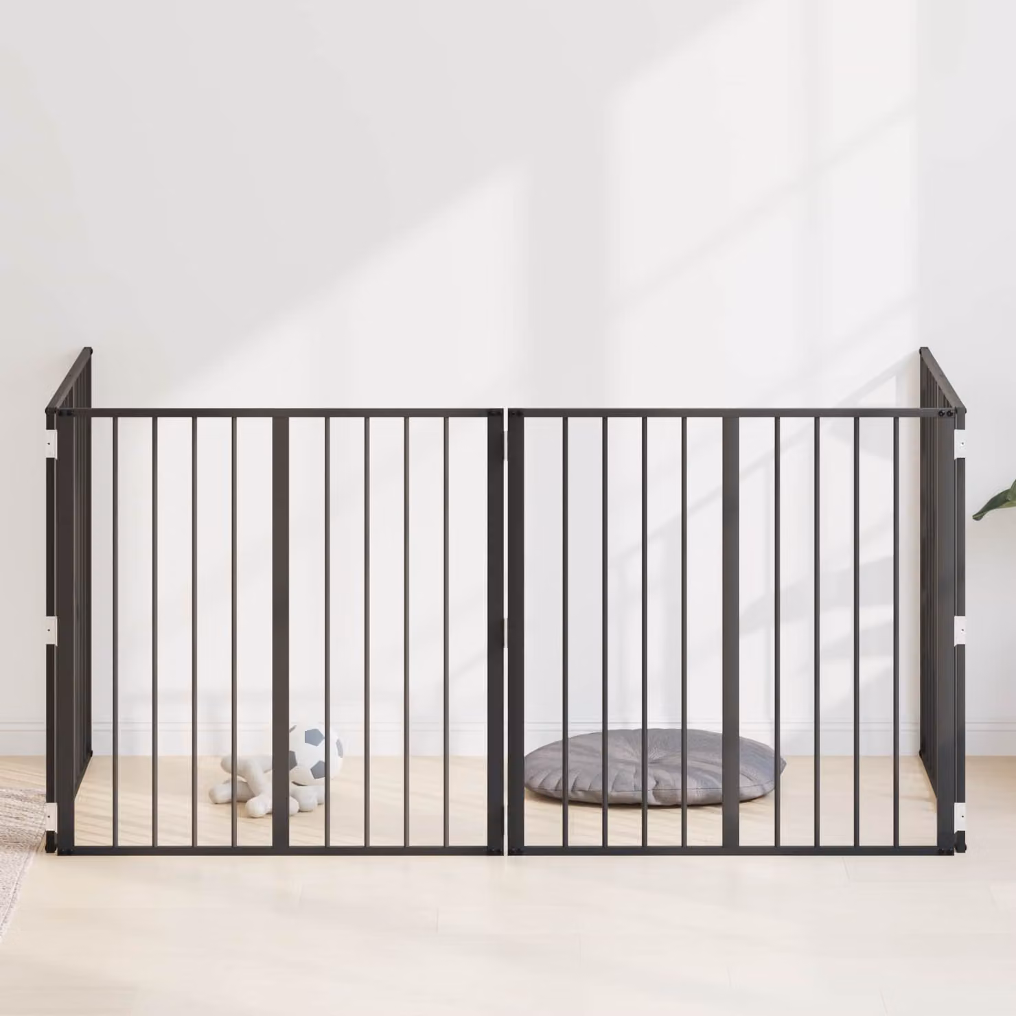 Set di 4 cancelli per cani vidaXL in acciaio zincato nero, 80 x 80 cm