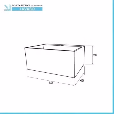Lavabo da bagno sospeso Tevere in resina bianco opaco L: 60 cm, P: 40 cm, H: 26 cm – 2