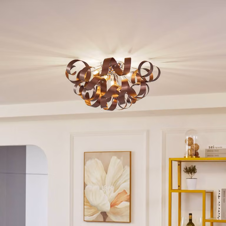 Plafoniera soffitto Kaelor Lucande, dimmerabile, Rame, Soggiorno / Sala da pranzo, Alluminio, Design, Plafoniera