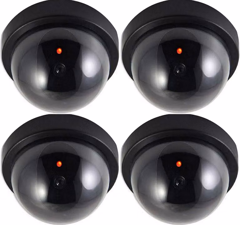 Set di 4 telecamere di sicurezza finte con luci LED lampeggianti