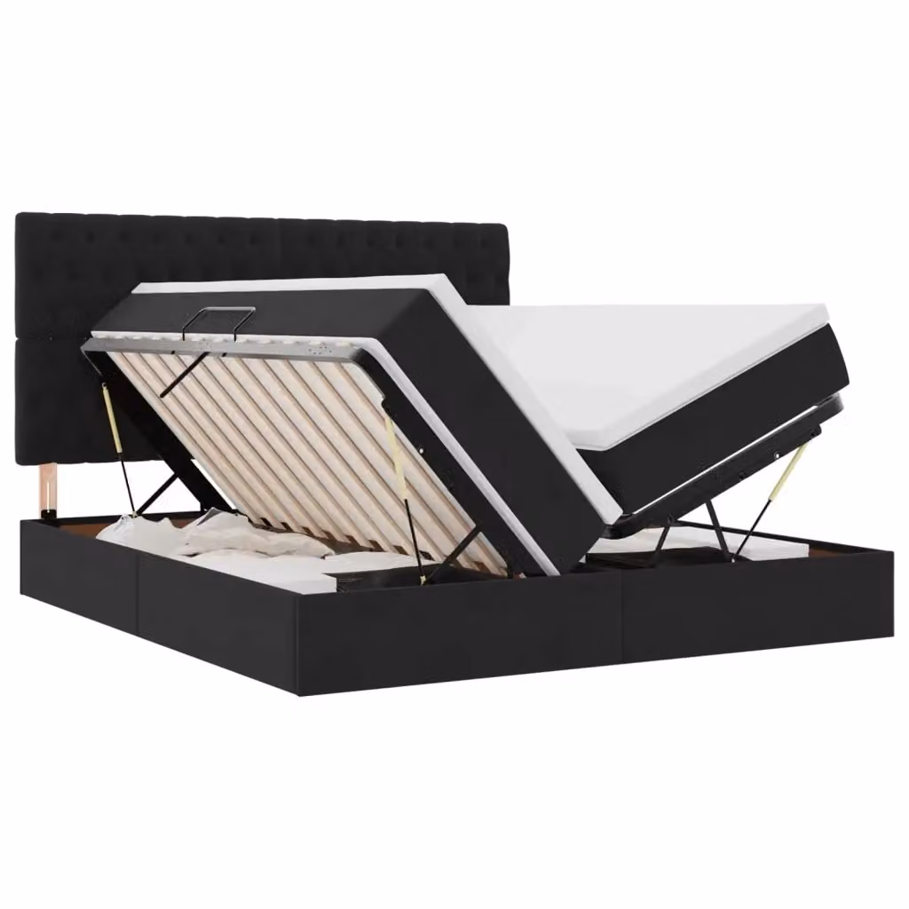 Letto con contenitore vidaXL in velluto nero con testiera e base a sollevamento L/P/H: 180 x 200 x 204 cm – 2