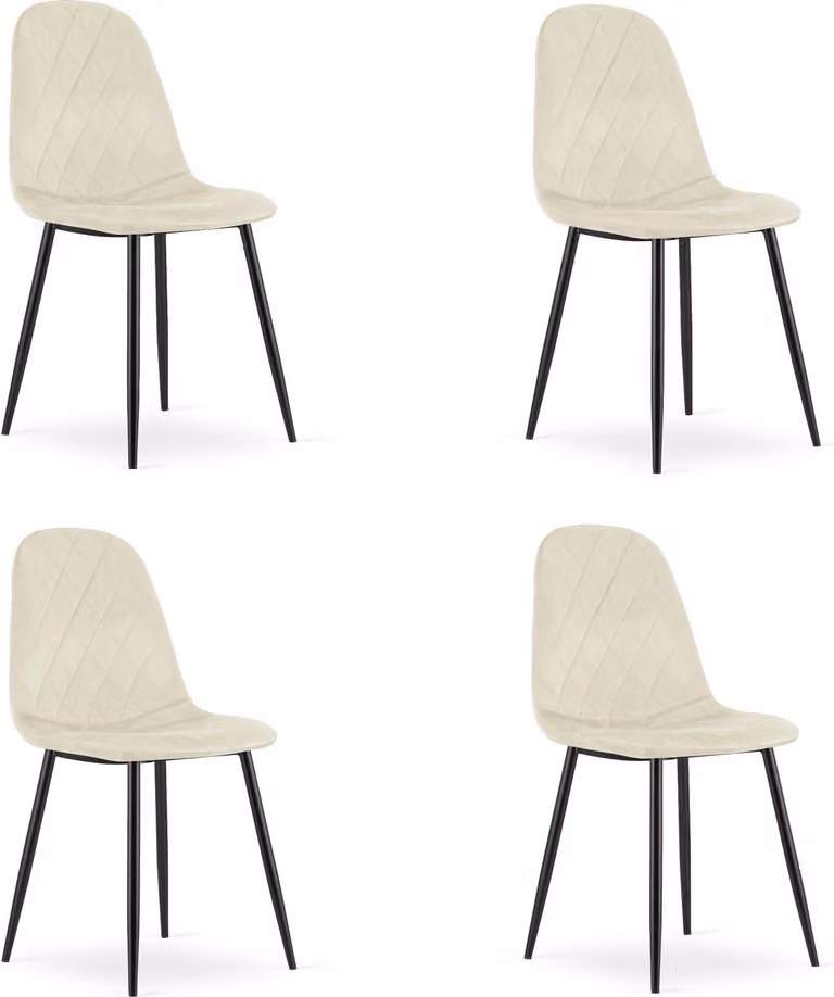 ASTI sedia imbottita velluto beige 4 pezzi per sala da pranzo cucina