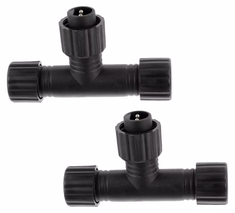 Distributore di corrente a 3 vie, grado di protezione IP65, confezione da 2 pezzi, per luci decorative, colore nero
