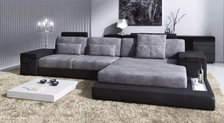 Ecksofa Wohnzimmer L-Form Polster Sofa TextilLeder Design Modern Style
