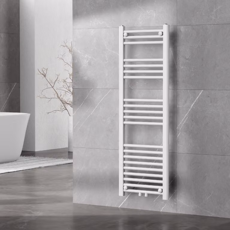 Radiatore per asciugamani 'Voss' con 21 aste in acciaio 120 x 40 cm Bianco