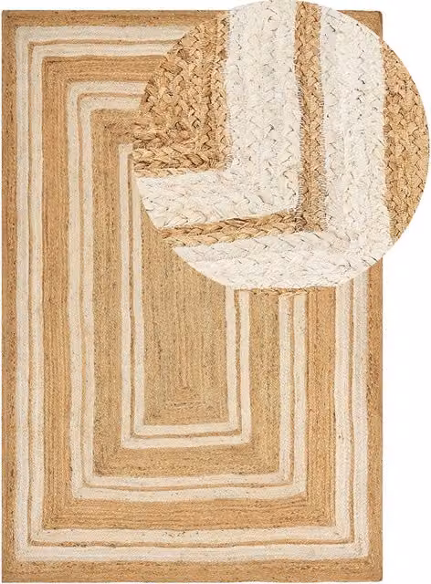 Tappeto in iuta intrecciata BELIANI con motivo geometrico stile boho beige L: 300 cm, P: 200 cm