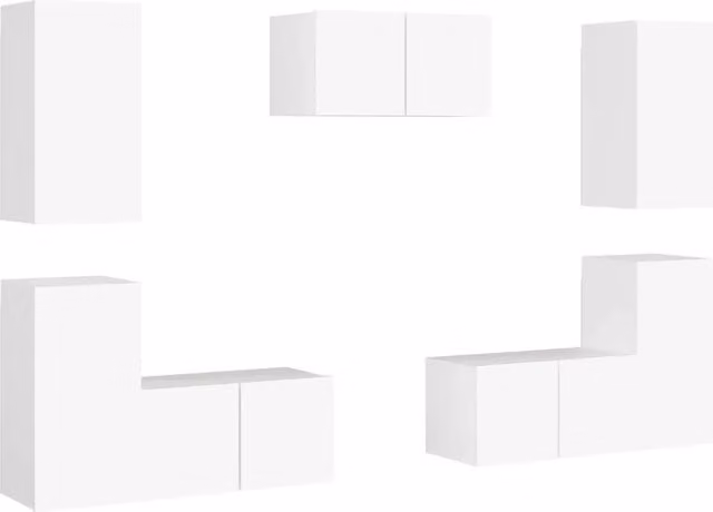 Set di Mobili Porta TV 7 pz | Armadietto TV | Mobile Porta TV Bianco in Legno Multistrato