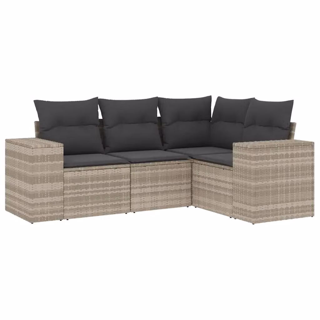 Set Divano da Giardino a L vidaXL in Polyrattan Grigio con Cuscini e Rivestimenti Rimovibili – 2