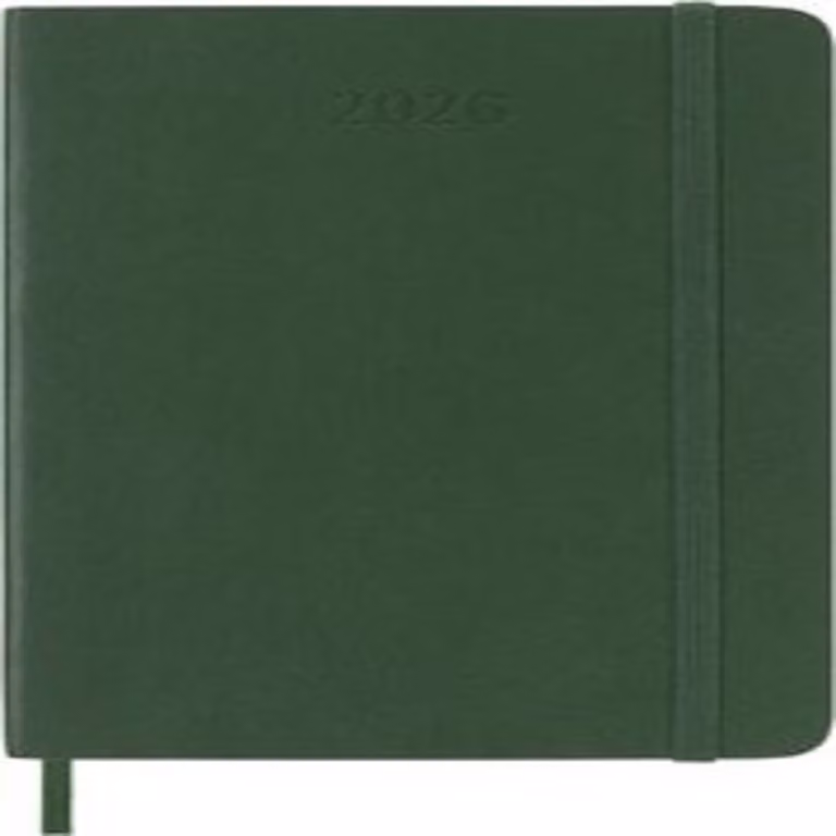Moleskine Daily Planner, Agenda Giornaliera 2026 12 Mesi, Con Copertina Morbida e Chiusura Elastica, Formato Pocket 9x14, Colore Verde