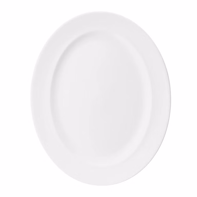 Piatto da portata ovale bianco in porcellana diametro 36,5 x 29 cm linea White 6 pezzi