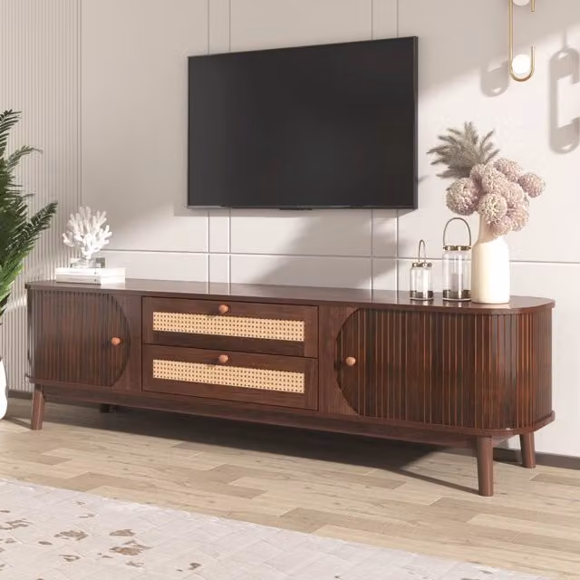 Mobile TV con Ante e Cassetti in Legno con Rattan ¨C MINIMAL ¨C Stile Country