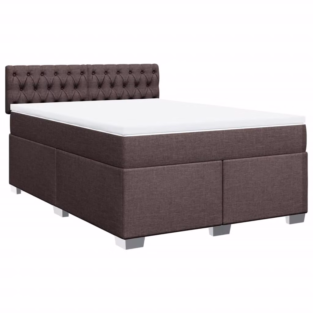 Giroletto a Molle con Materasso Marrone Scuro 140x200cm Tessuto