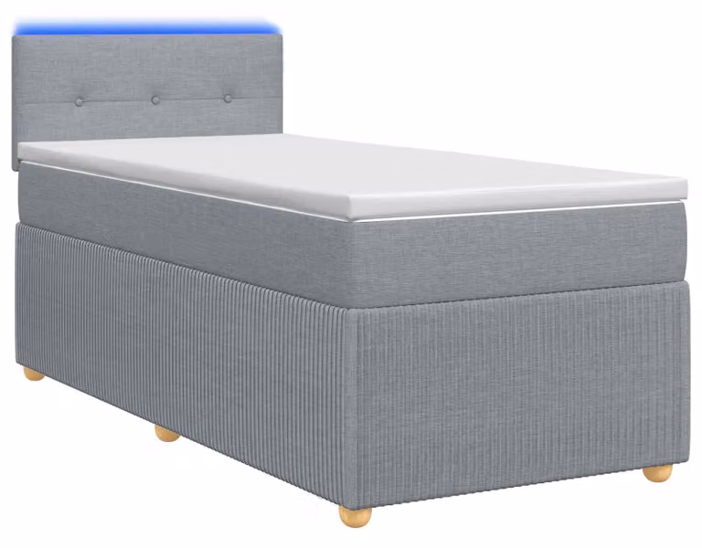 Letto a molle con materasso grigio chiaro 80 x 200 cm in tessuto