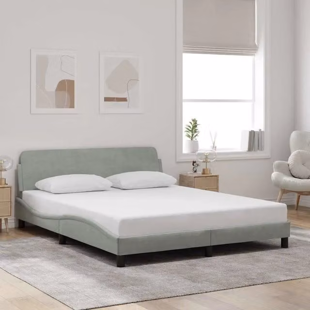 Giroletto-Struttura Letto Dover Grigio Chiaro 160x200 cm Velluto