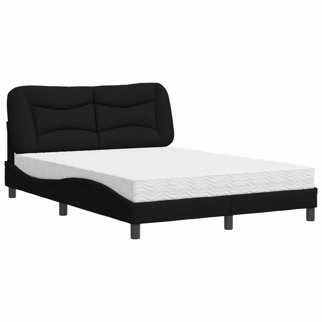 Letto moderno vidaXL con materasso in schiuma e cassettiera, rivestimento in tessuto nero e bianco, L/P/H: 140 x 190 x 208 cm – 2