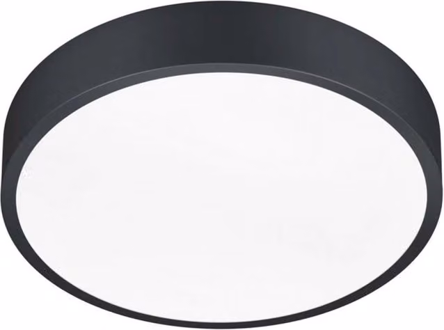 Plafoniera LED moderna Trio Leuchten Waco nera con tecnologia CCT, diametro: 31 cm