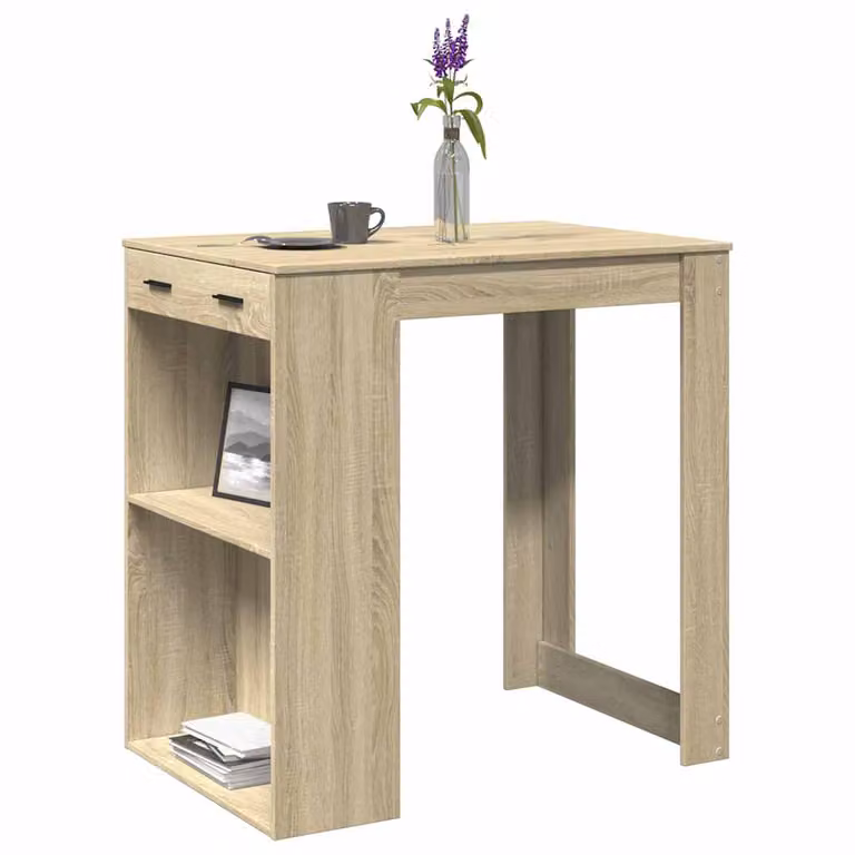 vidaXL Tavolo da Bar Rettangolare in Truciolato e MDF, Colore Marrone e Beige, L: 102 cm, P: 70 cm, H: 103,5 cm