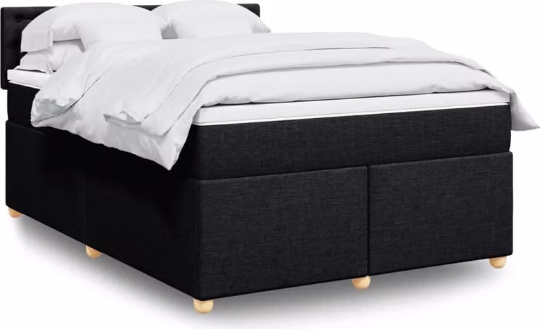 Maison Exclusive - Giroletto a Molle con Materasso Nero 160x200 cm in Tessuto