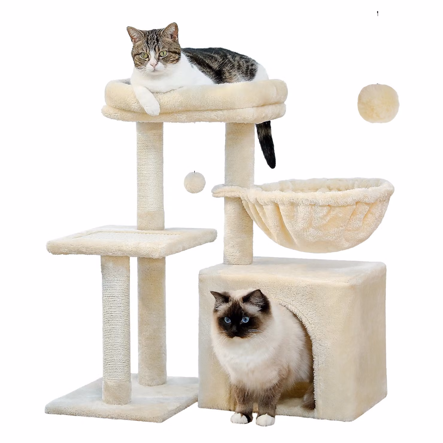 Albero per gatti, morbido rivestimento sfoderabile, design multifunzionale, AMT0208BG, come da immagine