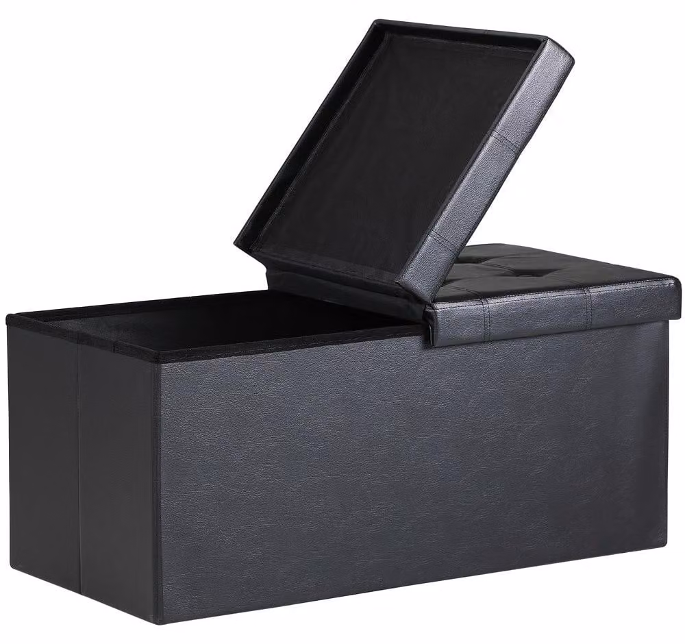 Panca contenitore, nera, 80x40x40cm, pieghevole, capacità 100L