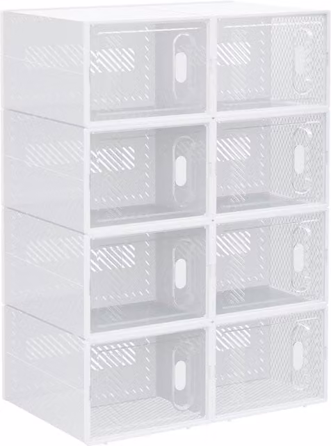 Scarpiera Modulare HOMCOM con 8 Cubi Contenitori e Ante Magnetiche, Bianco e Trasparente, L/P/H: 35 x 25 x 19 cm