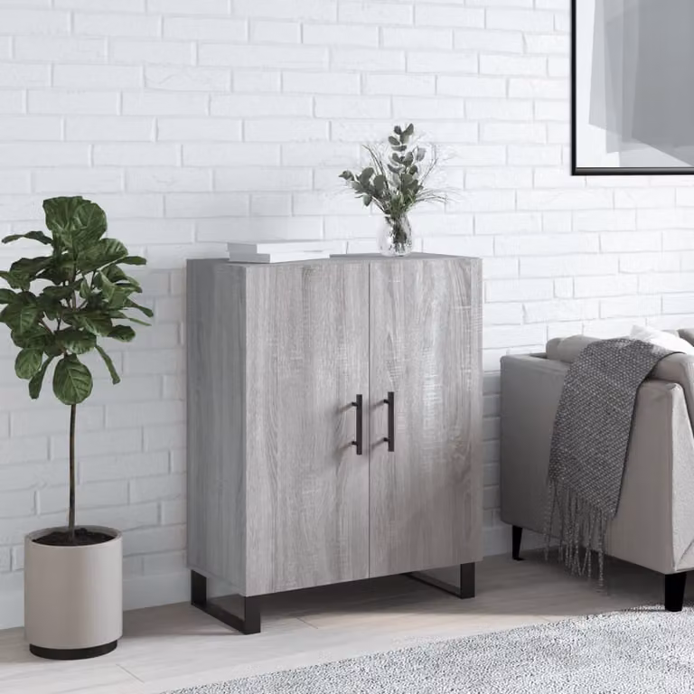 Credenza vidaXL in Legno Multistrato Grigio Sonoma per Soggiorno e Sala da Pranzo L: 69,5 cm, P: 34 cm, H: 90 cm