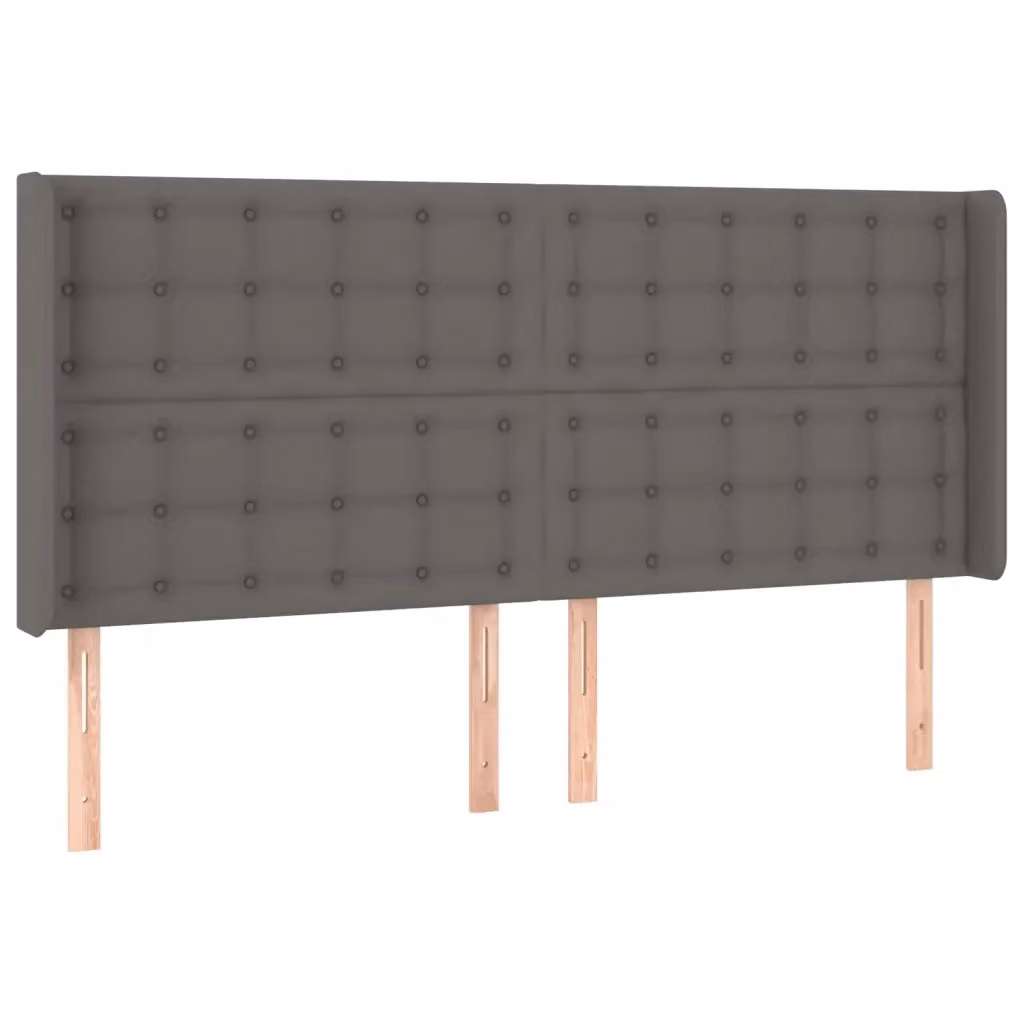 Testiera ad orecchio vidaXL in similpelle grigia con struttura in legno, L: 163 cm, P: 16 cm, H: 118-128 cm – 2