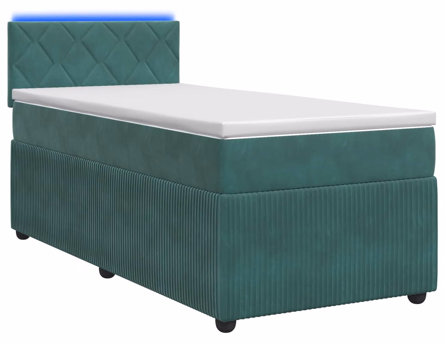 Letto a molle con materasso verde scuro 90 x 200 cm in velluto