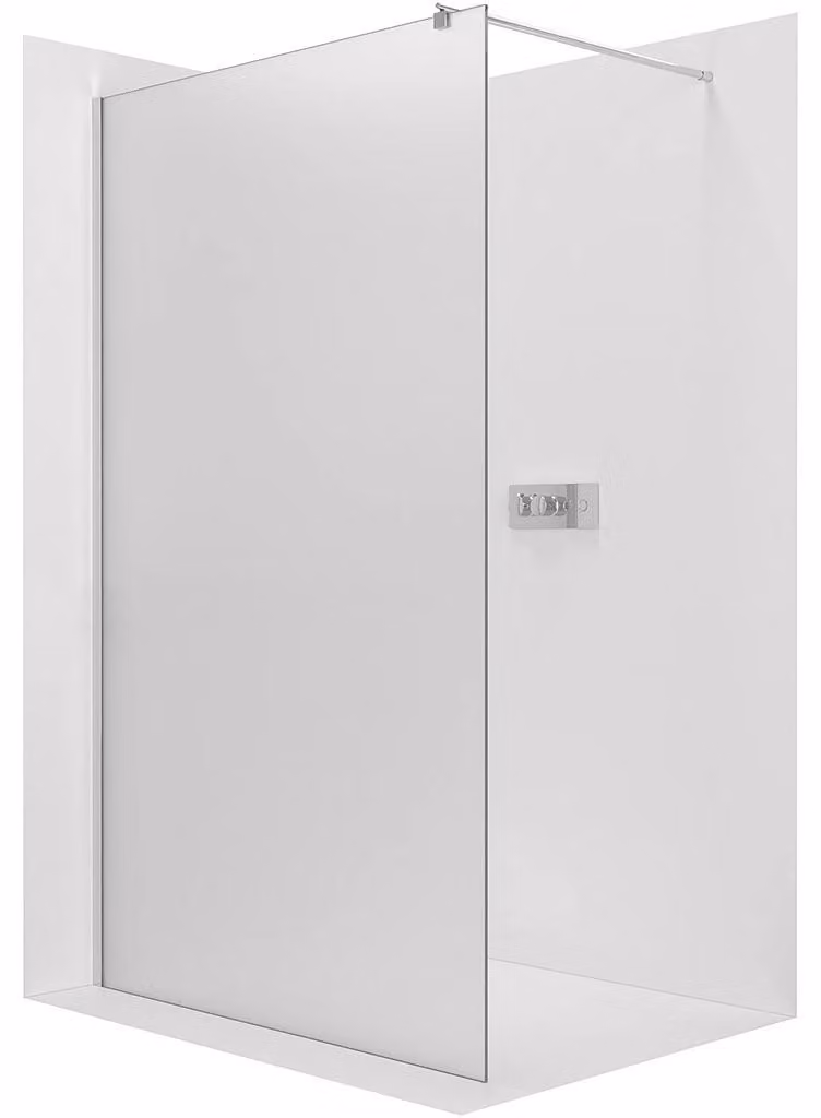 CERANO - Box doccia Walk-in Onyx Round L/P - 8 mm - montante rotondo - cromato, vetro smerigliato - 70x200 cm