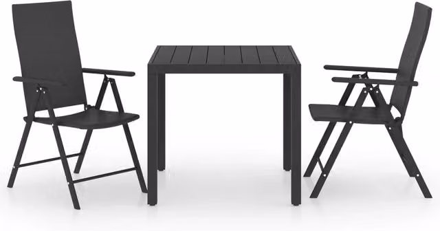 Set da Pranzo da Giardino 3 pz | Set Salotto da Giardino Nero