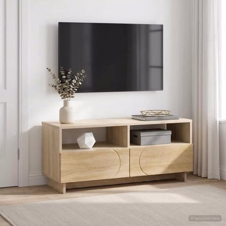 Supporto TV moderno vidaXL in legno color rovere sonoma, L 90 cm x P 34.5 cm x H 40 cm