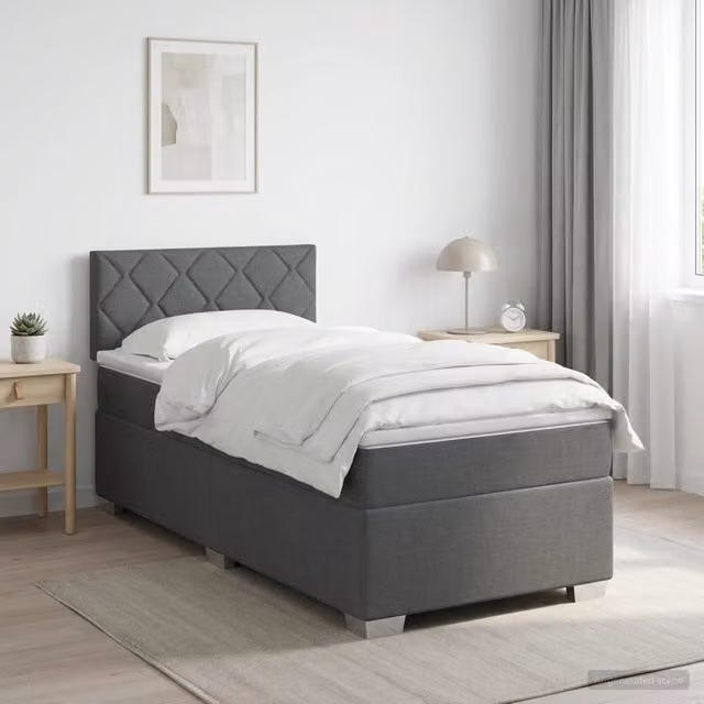 Letto box spring con materasso ibrido vidaXL Grigio, L/P/H: 90 x 200 cm – 1