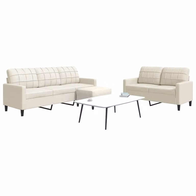 Maison Exclusive - Set divano a 3 pezzi con cuscini in velluto color crema