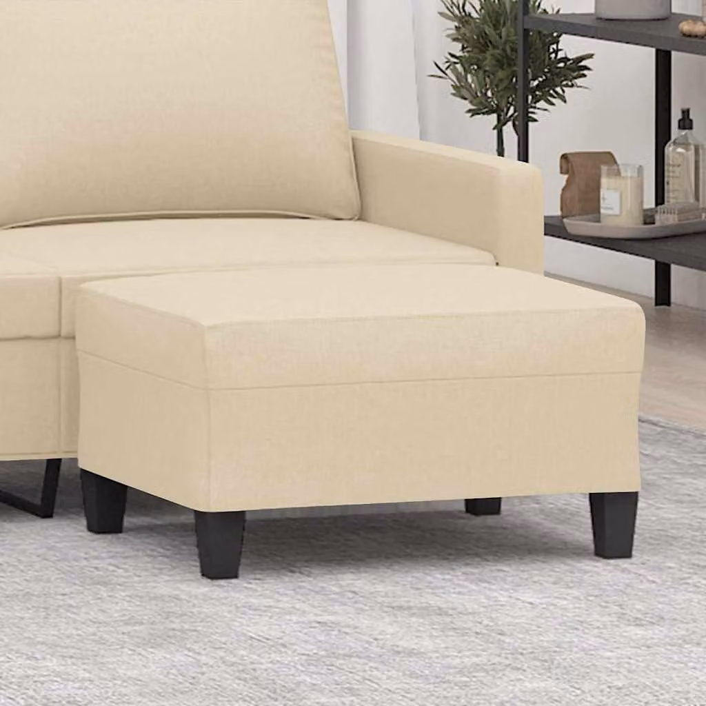 Poggiapiedi vidaXL in tessuto beige con struttura in legno L: 70 cm, P: 55 cm, H: 41 cm
