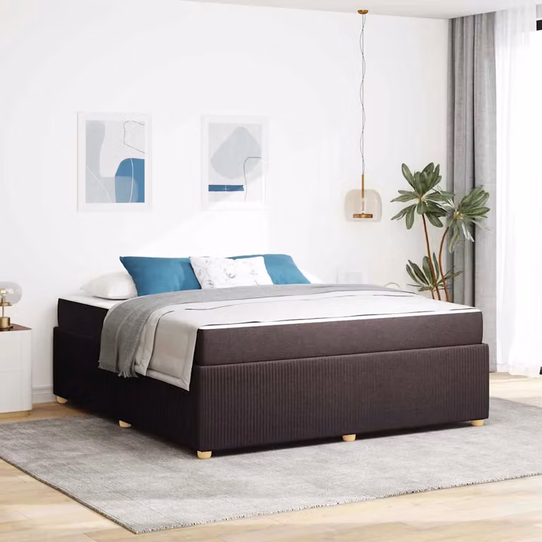 Struttura del letto imbottita vidaXL in tessuto marrone scuro L/P: 180 x 200 cm
