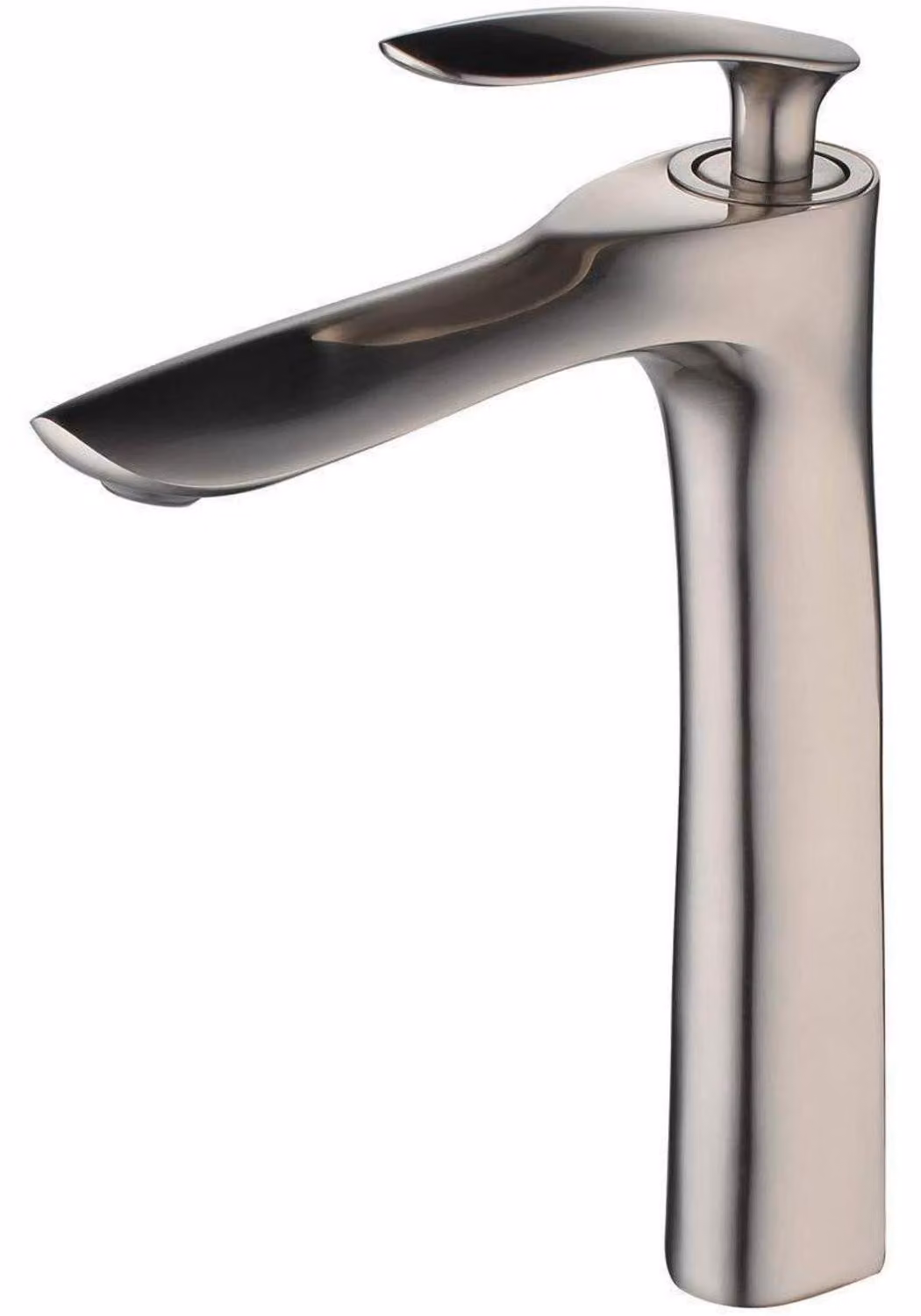 Miscelatore per lavabo in ottone nichelato, design moderno, monocomando, foro singolo