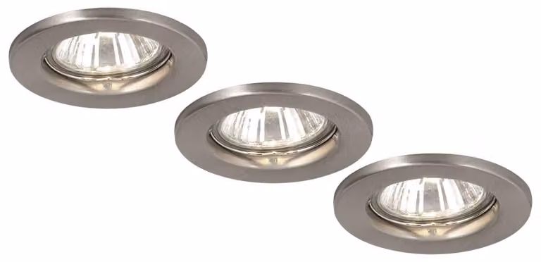 set di 3 faretti da incasso, metallo cromato, tondo, D 8 cm