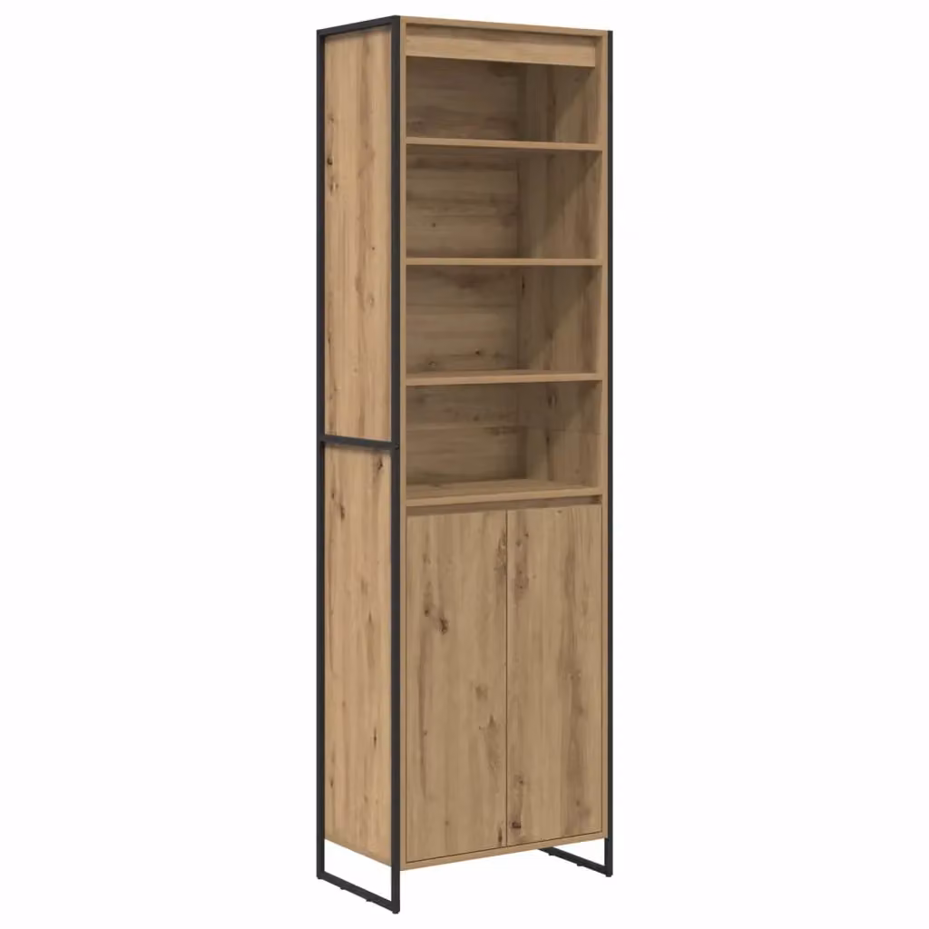 Set di 2 armadi alti vidaXL in stile industriale in legno e metallo color rovere, L: 60 cm, P: 36 cm, H: 200 cm – 2