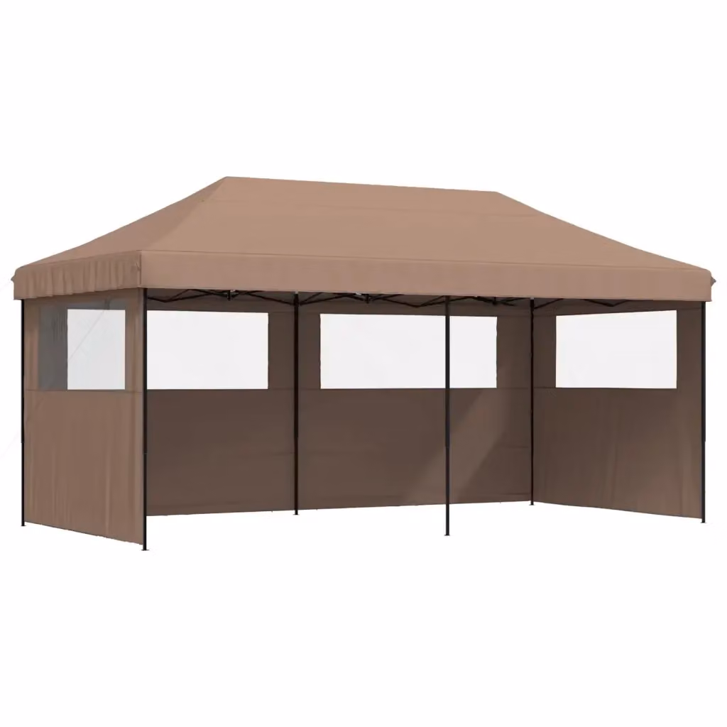 Tendone per feste pieghevole pop-up Videx con 3 pareti e finestra, marrone e nero, L/P/H: 580 x 315 x 292 cm – 2