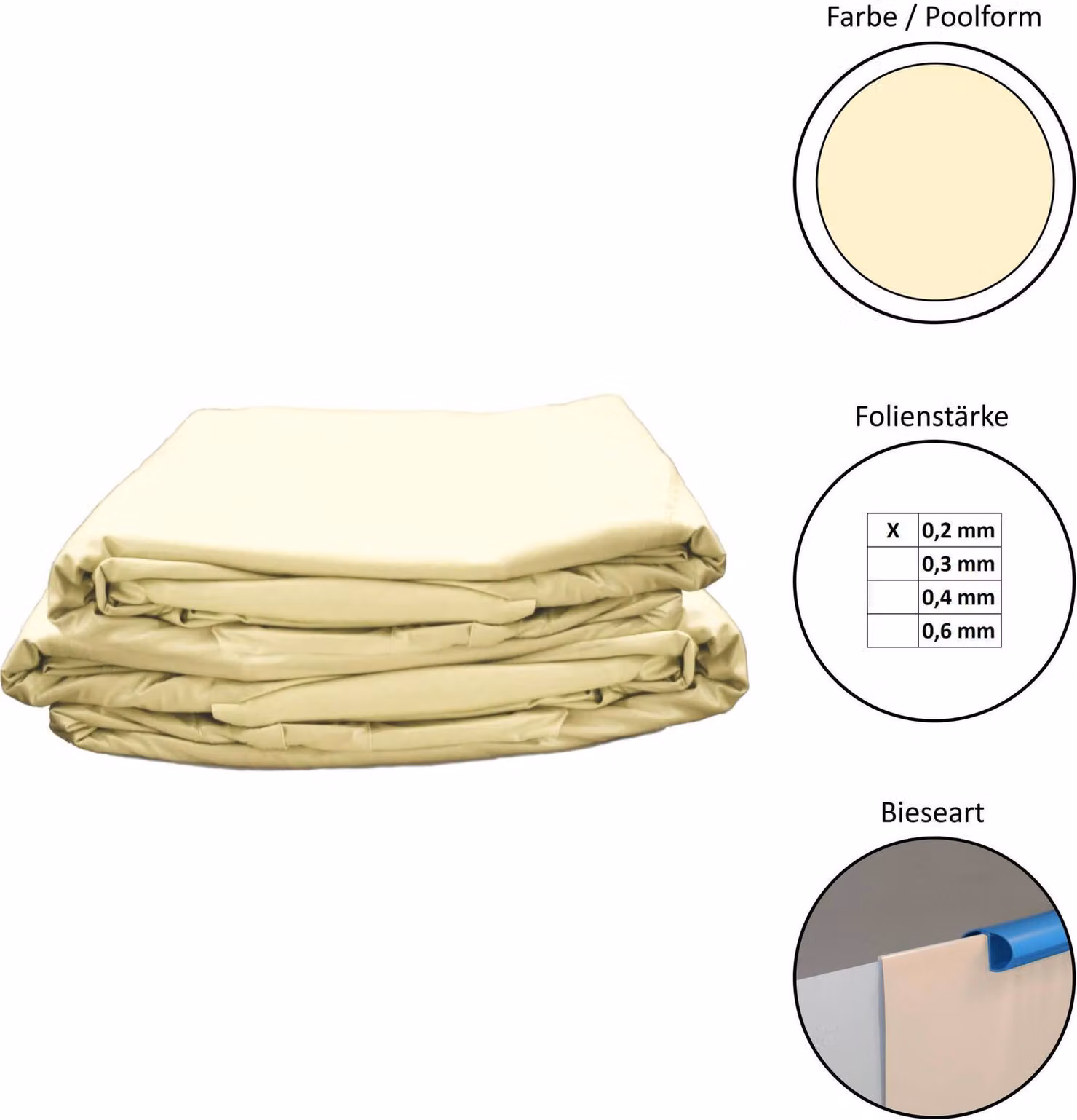 Telone di ricambio per piscina rotonda 450x90 cm - Spessore 0,2 mm - Sovrapposizione - sabbia