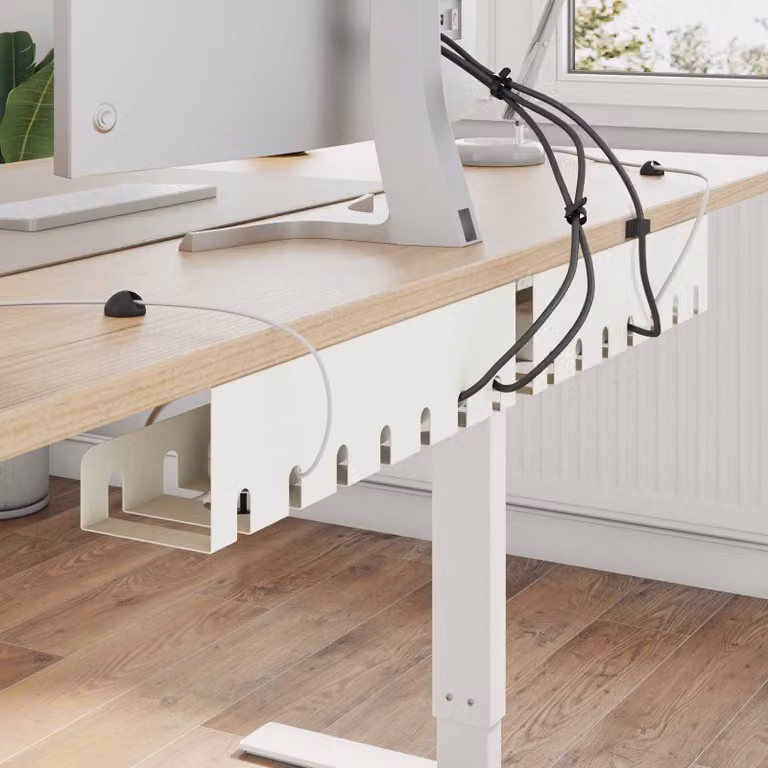 Set di 2 vassoio per gestione cavi sottotavolo vidaXL in metallo bianco