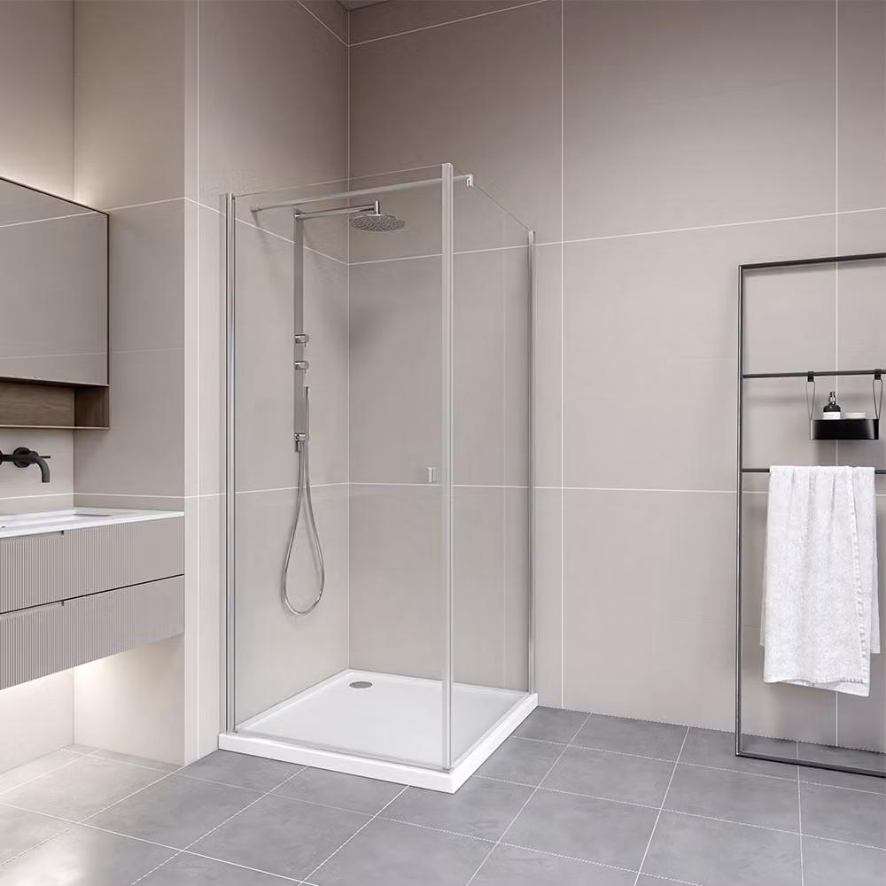 Schermo doccia 90 cm MARWELL schermo laterale YORK II schermo laterale cromato - 90x190cm - installabile a testa in giù - profilo a parete regolabile - profili in alluminio di alta qualità