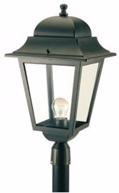Testa Palo SOVIL Mito in Alluminio Nero e Vetro Trasparente per Giardino con Attacco E27, Diametro Manicotto: 6 cm